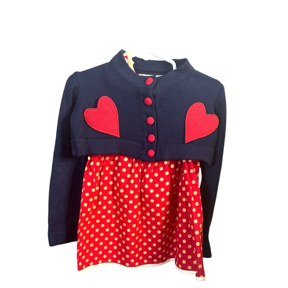 Navy and Red Heart Kids Dress